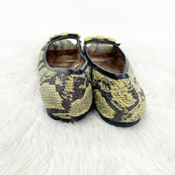 LOGO Lori Goldstein 9 M Womens Green Python Print Embellished Peep Toe Flats - Picture 4 of 10